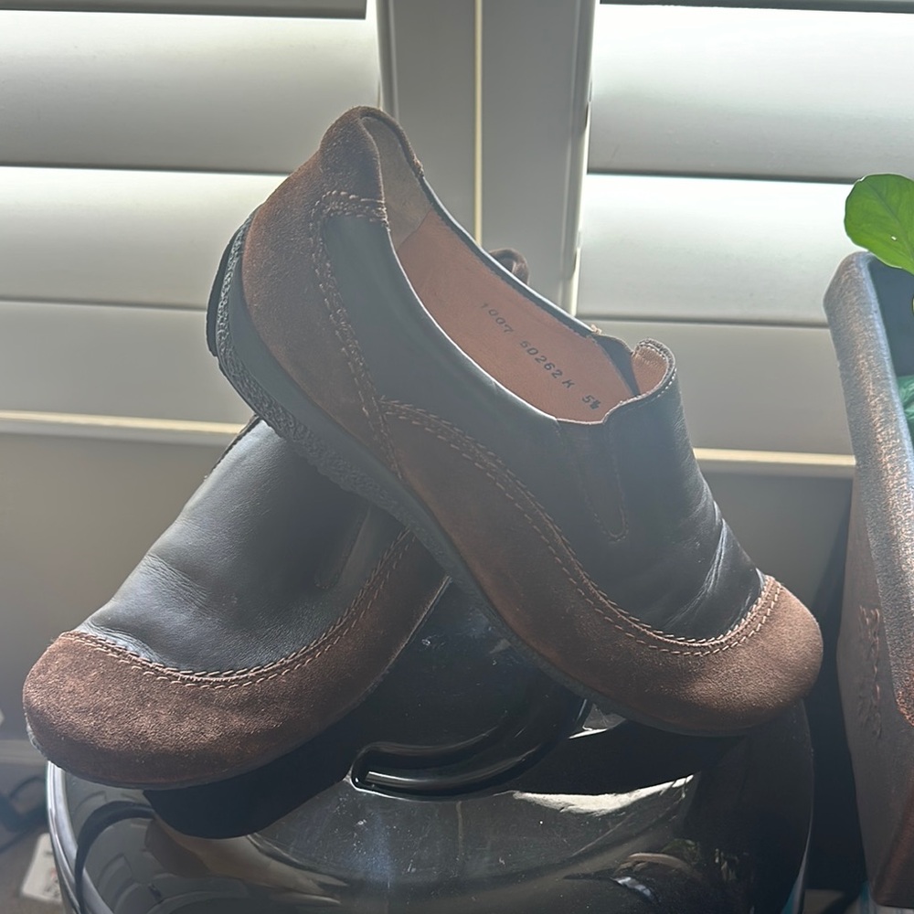 HARTJES Women’s Brown Leather Slip-On Shoes size 8.5
